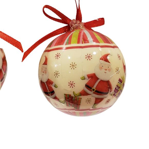Vintage Christmas Santa Christmas Ornaments Round Balls 2 Pieces - Picture 3 of 8
